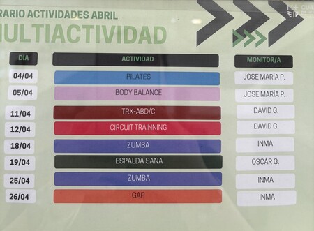 Actividades Gimnasio Abril
